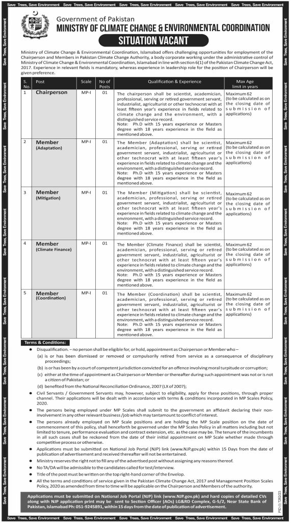 Ministry of Climate Change Environmental Coordination Jobs May 2024 Latest Jobs Online Apply 