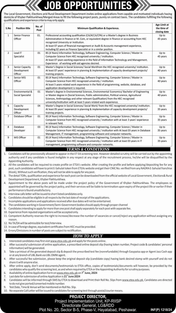 Elections Arid & Rural Development Department Peshawar Jobs June 2024 Latest Jobs Online Apply