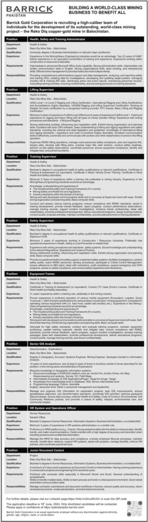 Barrick Pakistan Jobs June 2024 Latest Management Jobs Online Apply