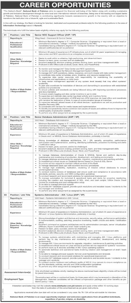 NBP Bank Jobs June 2024 Latest Jobs in national Bank of Pakistan Online Apply